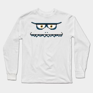 blue pixel face monster Long Sleeve T-Shirt